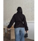 BLACK COAT-OVERCOAT MELTON FABRIC - 253875