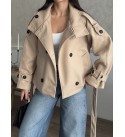 STONE COAT-OVERCOAT LAMINE KAPLAMALI MELTON FABRIC - 253876