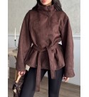 COFFEE COAT-OVERCOAT LAMINE KAPLAMALI MELTON FABRIC - 253879