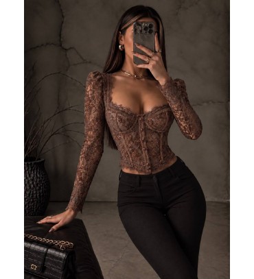  KAHVE BLUZ KADİFE KUMAŞ - 254003
