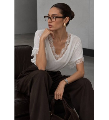 WHITE BLOUSE KNITWEAR - 254161