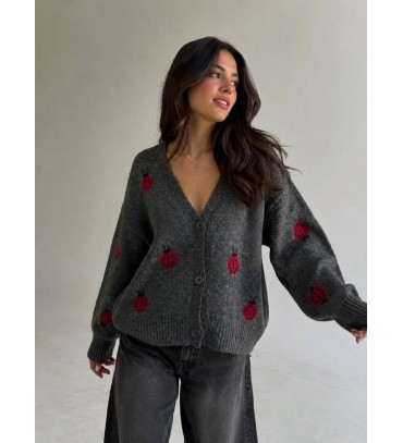 ANTHRACITE CARDIGAN KNITWEAR - 254493