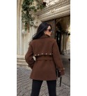 COFFEE COAT-OVERCOAT MELTON FABRIC - 254581