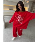 RED TRACKSUIT SET 3-THREAD FABRIC - 255222