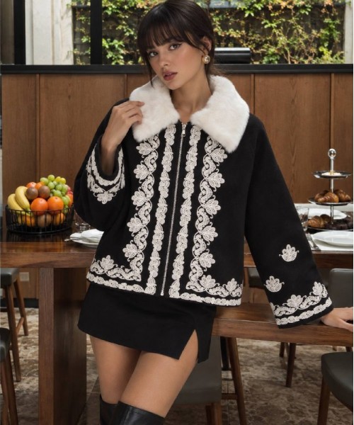 BLACK COAT-OVERCOAT KNITWEAR - 255348