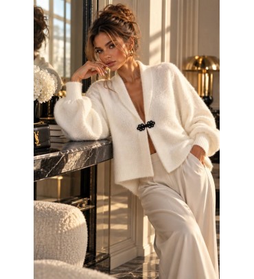 WHITE CARDIGAN KNITWEAR - 255353