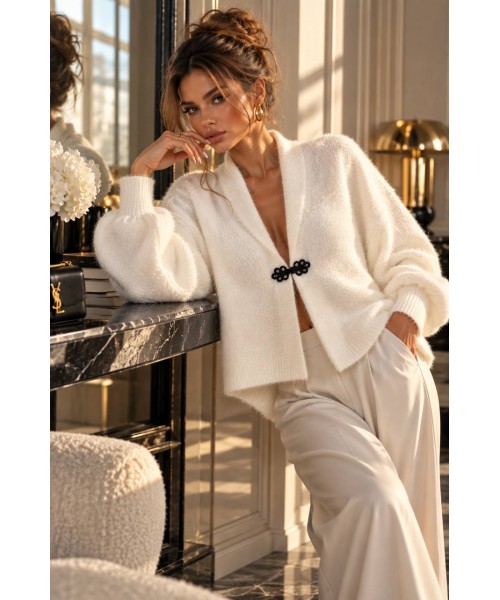 WHITE CARDIGAN KNITWEAR - 255353