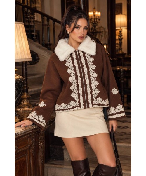 COFFEE COAT-OVERCOAT KNITWEAR - 255356