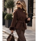 COFFEE COAT-OVERCOAT MELTON FABRIC - 255455