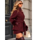 Burgundy COAT-OVERCOAT MELTON FABRIC - 255456