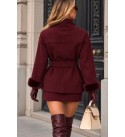 Burgundy COAT-OVERCOAT MELTON FABRIC - 255456