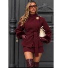 Burgundy COAT-OVERCOAT MELTON FABRIC - 255456
