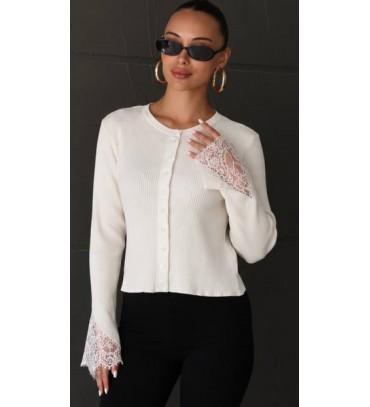 WHITE CARDIGAN KNITWEAR - 255581