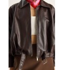 BLACK COAT-OVERCOAT FAUX LEATHER - 255644