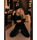 GREEN TRACKSUIT SET Velvet fabric stone - 255839