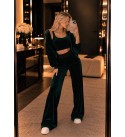 GREEN TRACKSUIT SET Velvet fabric stone - 255839