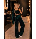 GREEN TRACKSUIT SET Velvet fabric stone - 255839