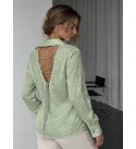 Water Green BLOUSE Satin fabric - 255892