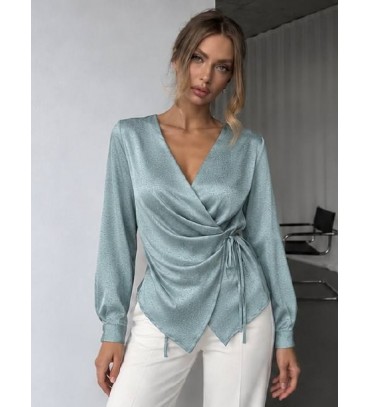  MAVİ BLUZ SATEN KUMAŞ - 255893