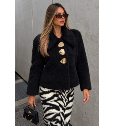 BLACK COAT-OVERCOAT FUR - 256031
