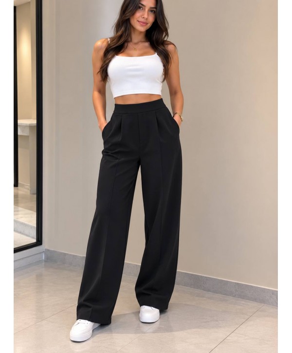 Black Suede-Style Palazzo Trousers - EY-TAY 255009 archive example